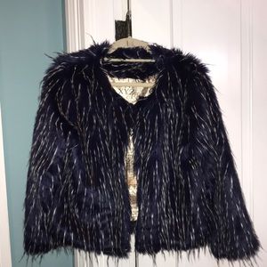 RAGA faux fur crop jacket with pockets